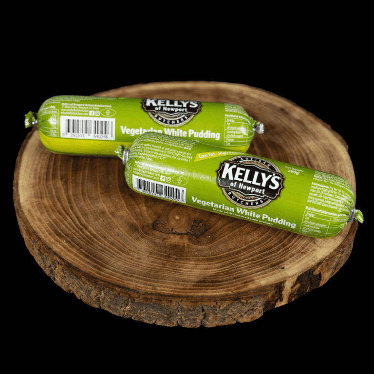 Kelly's high protein vegetarian white pudding.